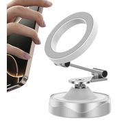 Genérico Vacuum Magnetic Phone Holder, Folding Dashboard Phone Stand, 2.28x2.05 Inches 360 Degree Rotating Suction Mount, Compact Smartphone Rack for Car Desk, Kitchen and Travel Use