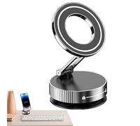 Genérico Vacuum Magnetic Phone Holder, Rotating Suction Cup Mount, Angle Adjustable Smartphone Stand, Strong Grip Car Support for Dashboard, Windshield, Travels, Driving, Workspaces, 2.44x1.57 Inches