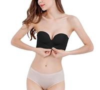 Genérico vaina adelgazante sujetador sin montura sin tirantes de ajuste antideslizante de color sólido para mujer, leggings brillantes para niña, Le Noir, 80E