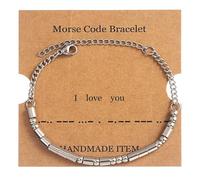 Genérico Valentin Silver Mm Rosa Joyas Pulseras para Mujer Inspirational Adjustable Pulseras para Parejas Mom Friend Hombre con Pulsera Joyería, talla única, Metal, No es una piedra preciosa