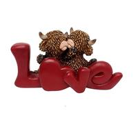 Genérico Valentine Cow Figurine - Heart Couple Resin Sculpture For Romantic Table Decor Shelf Display Party Centerpiece Holiday Home Room Accent