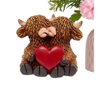 Genérico Valentine Cow Figurine - Heart Couple Resin Sculpture For Romantic Table Decor Shelf Display Party Centerpiece Holiday Home Room Accent