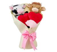 Genérico Valentine Plush Bouquet, Highland Cow Plush Gift with Pink Hearts and Bow, Adorable Stuffed Animals Bouquet, Valentine Decorations Gifts for Her, Romantic Gifts for Lover (Style-a)