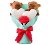 Genérico Valentine Plush Bouquet, Highland Cow Plush Gift with Pink Hearts and Bow, Adorable Stuffed Animals Bouquet, Valentine Decorations Gifts for Her, Romantic Gifts for Lover (Style-b)