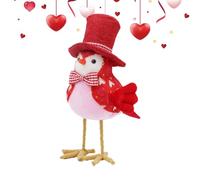 Genérico Valentine’s Day Love Bird Ornament In Soft Fabric 5.91x3.15x7.87in Standing Shelf Decor with Hat Or Headband Style, Lightweight 40g Tabletop Accent For Mantel Tiered Tray Romantic Gift Idea