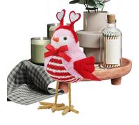Genérico Valentine’s Day Love Bird Ornament In Soft Fabric 5.91x3.15x7.87in Standing Shelf Decor with Hat Or Headband Style, Lightweight 40g Tabletop Accent For Mantel Tiered Tray Romantic Gift Idea