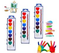 Genérico Valentine’s Day Mini Watercolor Paint Sets, 8/16 Colors Heart-Shaped Watercolor Paints with Paintbrush Washable for Classroom Exchange Gifts Art Activities (8 Color,3Pcs)