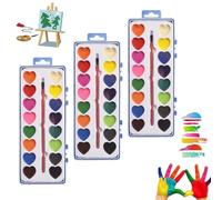 Genérico Valentine’s Day Mini Watercolor Paint Sets, 8/16 Colors Heart-Shaped Watercolor Paints with Paintbrush Washable for Classroom Exchange Gifts Art Activities (16 Color,3Pcs)