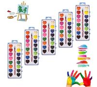 Genérico Valentine’s Day Mini Watercolor Paint Sets, 8/16 Colors Heart-Shaped Watercolor Paints with Paintbrush Washable for Classroom Exchange Gifts Art Activities (16 Color,5Pcs)