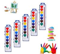 Genérico Valentine’s Day Mini Watercolor Paint Sets, 8/16 Colors Heart-Shaped Watercolor Paints with Paintbrush Washable for Classroom Exchange Gifts Art Activities (8 Color,5Pcs)