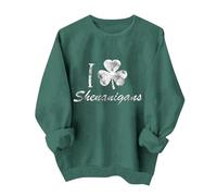 Genérico Valentine Shirts For Women Love Heart Sweatshirt Casual Long Sleeve Crewneck Cute Preppy Long Sleeve Pullover Tops(Green6,XX-Large)