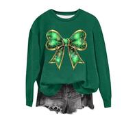 Genérico Valentine Shirts For Women Love Heart Sweatshirt Casual Long Sleeve Crewneck Cute Preppy Long Sleeve Pullover Tops(Green2,X-Large)