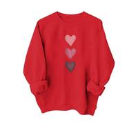 Genérico Valentine Shirts For Women Love Heart Sweatshirt Casual Long Sleeve Crewneck Cute Preppy Long Sleeve Pullover Tops(Red5,Small)