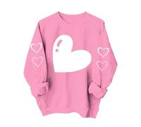 Genérico Valentine Shirts For Women Love Heart Sweatshirt Casual Long Sleeve Crewneck Cute Preppy Long Sleeve Pullover Tops(Pink7,XX-Large)
