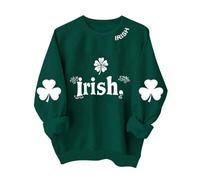 Genérico Valentine Shirts For Women Love Heart Sweatshirt Casual Long Sleeve Crewneck Cute Preppy Long Sleeve Pullover Tops(Green3,Large)