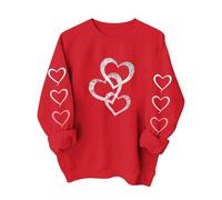 Genérico Valentine Shirts For Women Love Heart Sweatshirt Casual Long Sleeve Crewneck Cute Preppy Long Sleeve Pullover Tops(Red7,Medium)