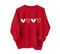 Genérico Valentine Shirts For Women Love Heart Sweatshirt Casual Long Sleeve Crewneck Cute Preppy Long Sleeve Pullover Tops(Red3,X-Small)