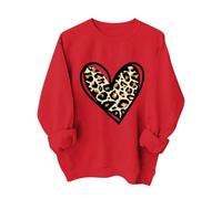 Genérico Valentine Shirts For Women Love Heart Sweatshirt Casual Long Sleeve Crewneck Cute Preppy Long Sleeve Pullover Tops(Red4,XXX-Large)