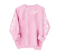 Genérico Valentine Shirts For Women Love Heart Sweatshirt Casual Long Sleeve Crewneck Cute Preppy Long Sleeve Pullover Tops(Pink3,Medium)