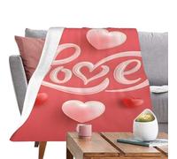 Genérico Valentines Blanket - Polyester, Heart Printed Throw Blanket Lightweight | Soft Couch Blankets, Romantic Holiday Blankets For Couples, Girlfriend, Boyfriend, Christmas, Home, Sofa, Travel