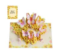 Genérico Valentines Day Card - 3D Butterfly Flower Paper | Vintage Floral Design with Artistic Detail, Decorative Greeting Card for Wife, Mother, Sister, Daughter, Wedding, Holiday Party