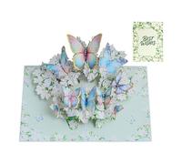 Genérico Valentines Day Card - 3D Butterfly Flower Paper | Vintage Floral Design with Artistic Detail, Decorative Greeting Card for Wife, Mother, Sister, Daughter, Wedding, Holiday Party
