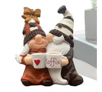 Genérico Valentine's Day Coffee GNOME Figurine - 165g Resin Couple GNOME, Faceless Dwarf Ornament | Cute Coffee Desktop Decoration Gift For Lovers Valentine Home Office Decor Collectible