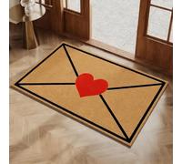 Genérico Valentine's Day Rug Outdoor Doormat,Envelope Heart Welcome Mat,Red Love Heart Pattern Artificial Coir Door Mat,Wear-Resistant and Non-Slip Linen Floor Doormat,for Indoor Home Decor
