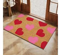 Genérico Valentine's Day Rug Outdoor Doormat,Envelope Heart Welcome Mat,Red Love Heart Pattern Artificial Coir Door Mat,Wear-Resistant and Non-Slip Linen Floor Doormat,for Indoor Home Decor
