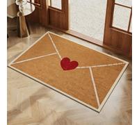 Genérico Valentine's Day Rug Outdoor Doormat,Envelope Heart Welcome Mat,Red Love Heart Pattern Artificial Coir Door Mat,Wear-Resistant and Non-Slip Linen Floor Doormat,for Indoor Home Decor