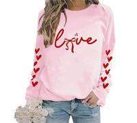 Genérico Valentines Day Shirts Women Causal Heart Print Graphic, Love Coquette Sweatshirt Aesthetic Valentines Day Sweatshirt(Pink 1,X-Small)