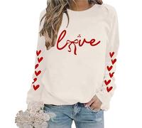 Genérico Valentines Day Shirts Women Causal Heart Print Graphic, Love Coquette Sweatshirt Aesthetic Valentines Day Sweatshirt(White,Large)