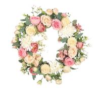 Genérico Valentines Wreaths For Front Door - Rattan ABS 40cm | Artificial Flower Round Door Wreath | Handmade Valentine Decoration Garland For Entryway Đoor Wall For Holiday Home Decor