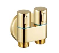 Genérico Válvula triangular de latón dorado y circonio for baño, doble manija, Control Dual, una entrada, dos salidas, apertura rápida, G1/2', 1 ud.