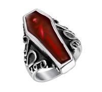 Genérico Vampire Coffin Ring, Casket Design Stainless Steel Men's Band, 0.94x0.94x0.67 Inch Comfortable & Vintage, Gothic Punk Style Hip Hop Jewelry for Cosplay, Halloween, and Collectors
