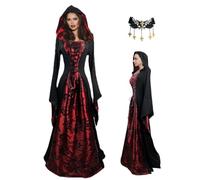 Genérico Vampire Costume - Renaissance Dress, Hooded Halloween Cloak