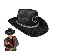 Genérico Vaquera Hat Glitter, Vaquera Hats Women,Disco Wide Brim Cowboy Hat Sparkly - Accesorios de disfraz, camhes de fiesta de vestir, accesorios de cosplay para mujeres hombres