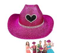 Genérico Vaquera Hat Glitter, Vaquera Hats Women | Wester Wide Brim Cowgirl Hat Disco - Accesorios de disfraces, accesorios de cosplay para Halloween, fiesta de cumpleaños