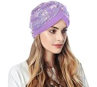 Genérico vaquero amarillo mujeres turbante Hatbow Lentejuelas pelo gorro cabeza bufanda abrigo manta polar hombre invierno, morado, Talla única