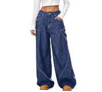 Genérico Vaquero Mujer Elastico Tiro Alto,Pantalones Vaqueros De Estilo Urbano Retro con Un DiseñO úNico De Pierna Acampanada Curva Pantalones Holgados De Pierna Ancha Que Llegan hasta El Suelo