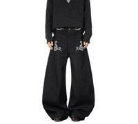 Genérico Vaqueros acampanados lavados con hombre de corte suelto y cómodo, pantalones casuales de piernas anchas para un estilo retro de moda, Le Noir, S