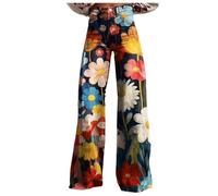 Genérico Vaqueros anchos para mujer de mezclilla casual alta con estampado floral retro años 90 estilo pantalones holgados cómodos de ponerse, Le Noir, XXL