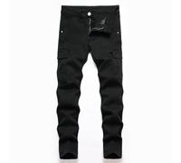 Genérico Vaqueros Chicos Arrancados Pantalones Largos Cómodo Elástico Tendencia Primavera Otoño Casual, Le Noir, 14-16 años