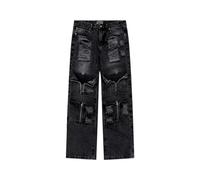 Genérico Vaqueros Hombre Corte Alto Casual con Pierna Recta con Cremallera Pantalones Alto Cómodo, Le Noir, XL