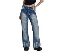 Genérico Vaqueros Mujer Verano,Pantalones Vaqueros de Tiro bajo con Estampado de alas para un Estilo Moderno y Pierna Recta