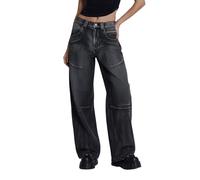 Genérico Vaqueros Mujer Verano,Pantalones Vaqueros de Tiro bajo con Estampado de alas para un Estilo Moderno y Pierna Recta