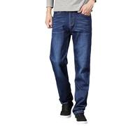 Genérico Vaqueros Rectos Hombre, Pantalones Vaqueros Hombre Invierno Cintura Elástica Y Cintura Alta Y Corte Wide-Leg Cómodo Jeans con Bolsillos Color Sólido Pants para Climas Fríos para Uso Outdoo