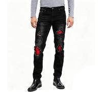 Genérico Vaqueros Slim Fit Hombre Strech Corte Ajustado Graffiti Lavado Lavado Deslavado Pantalones De Trabajo Denim Bolsillos Funcionales Pantalones Punk Hombres Y2k Vintage Streetwear Estilo Moto