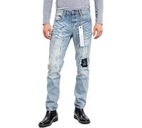 Genérico Vaqueros Vintage Hombre Corte Clásico Pantalones Punk Hombre en Vaqueros Slim Fit Graffity Lavado Lavado Lavado Estilo Moto Pantalones Trabajo Tela Denim Bolsillos Funcionales Cómodo, azul