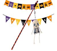 Generico Varita para gatos - Varita de Halloween para gatitos de interior - Ergonómica con fantasma calabaza para simulación de caza, entrenamiento y ejercicio